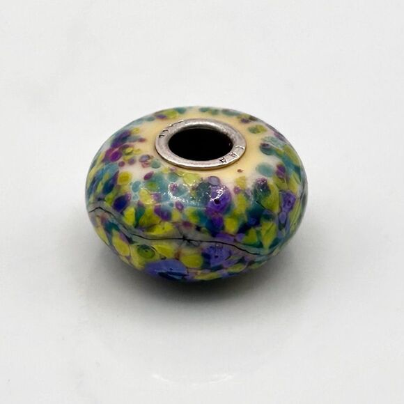 TROLLBEADS Authentic TrollStone LAA 925S Yellow Purple Green Blue Confetti - Picture 9 of 13